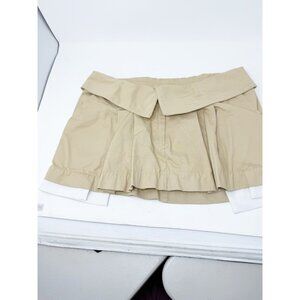 Elsa‎ Lovers and Friends Womens Pleated Mini Skirt Fold Over Waist Tan Large